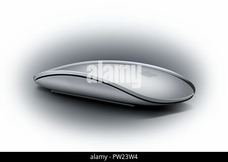 White Silver Apple Computer Magic Mouse 2 Stock Photo