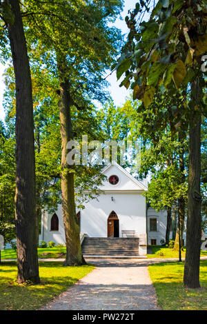 Czarnolas, Mazovia / Poland - 2018/09/01: Neo-gothic chapel in Czarnolas museum of Jan Kochanowski - iconic Polish renaissance poet and writer Stock Photo