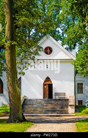 Czarnolas, Mazovia / Poland - 2018/09/01: Neo-gothic chapel in Czarnolas museum of Jan Kochanowski - iconic Polish renaissance poet and writer Stock Photo