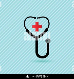Stethoscope flat icon and is related to health care and medical category. Vector illustration Stock Vector