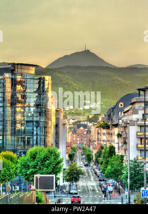 View of Puy de Dome volcano from Clermont-Ferrand city in France Stock Photo