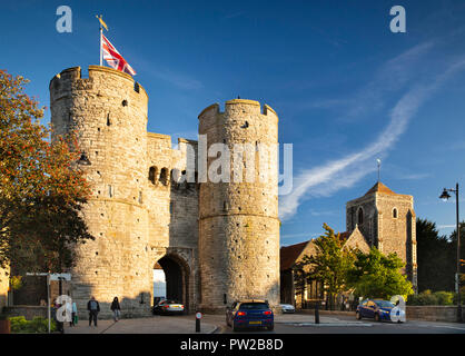 UK, Kent, Canterbury, North Lane, Westgate Towers, museum and viewpoint in old town wall by old Guildhall building Stock Photo