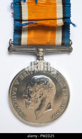 WW1 British Campaign Medal, the British War Medal on a white background. Stock Photo