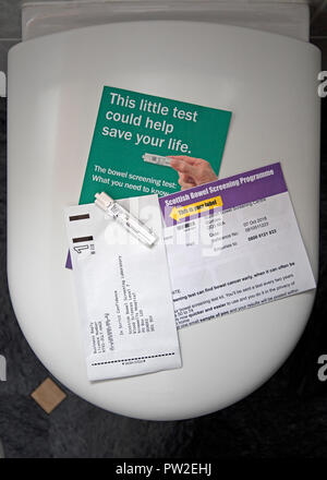 Screening Test Kit for identification of bowel cancer, Edinburgh, Scotland, UK Stock Photo