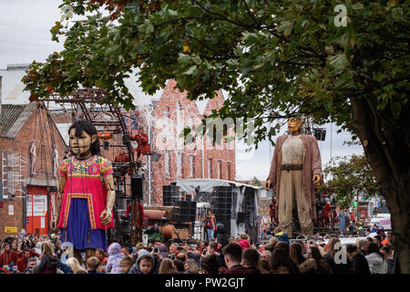 October, 2018. Liverpool, UK. For the last time anywhere in the world the 'Giants' take to the streets of Liverpool as part of 'Liverpool's Dream'. Stock Photo