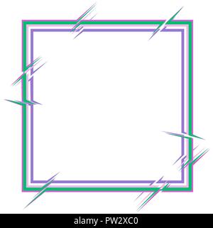 square frame with breaks of contours of several elements, glitch Stock Vector