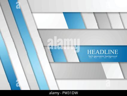 Blue and grey concept corporate background. Vector tech illustration for brochure templates, business cards and web design Stock Vector