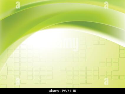 Abstract vibrant green wavy geometric technical background. Futuristic vector design Stock Vector
