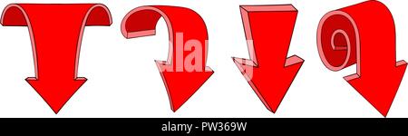 Red arrows. Down signs. Colored hand drawn sketch Stock Vector