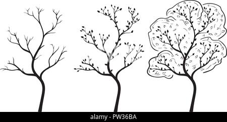 Tree in season changing. Hand drawn doodle Stock Vector