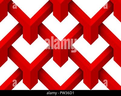 Red geometric 3d seamless background Stock Vector