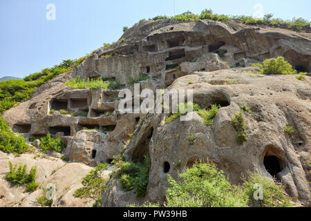 Guyaju cave dwelling Guyaju caves Ancient cave dwellings  Ancient Cliff Dwellings in Yanqing, China, Asia Stock Photo