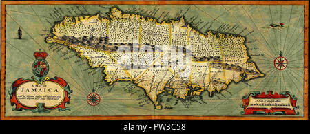 Map Of Jamaica 1676 Stock Photo