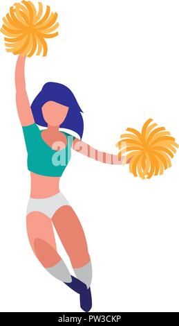 cheerleader with pom poms over white background, colorful design. vector illustration Stock Vector