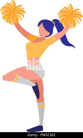 avatar cheerleader with pom poms over white background, vector illustration Stock Vector