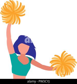 cheerleader with pom poms over white background, colorful design. vector illustration Stock Vector