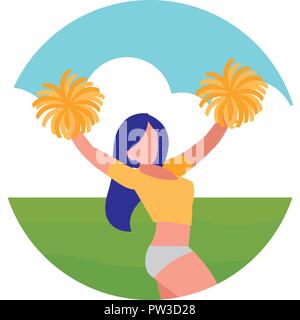 avatar cheerleader with pom poms over white background, vector illustration Stock Vector