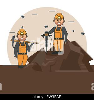 Mining workers cartoon Stock Vector