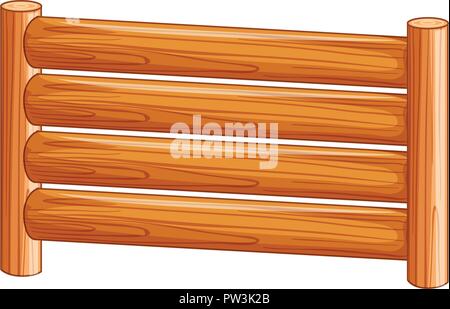 A wooden fence on white background illustration Stock Vector