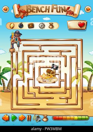 Pirate beach maze puzzle game illustration Stock Vector Image & Art - Alamy