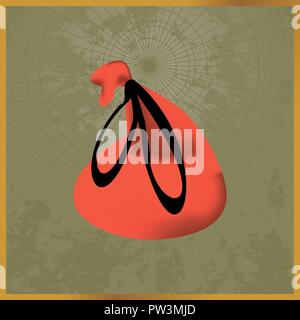 Icon with a shoulder bag field map Stock Vector