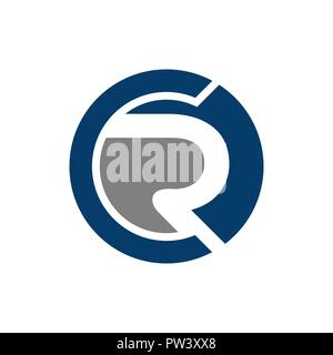 Circle CR initial company linked letter logo template Stock Vector