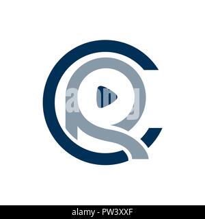 initial letter cr linked circle uppercase logo template Stock Vector