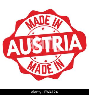 Made in Austria sign or stamp on white background, vector illustration Stock Vector