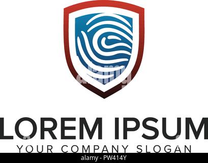 finger Print security shield logo design concept template. fully editable vector Stock Vector