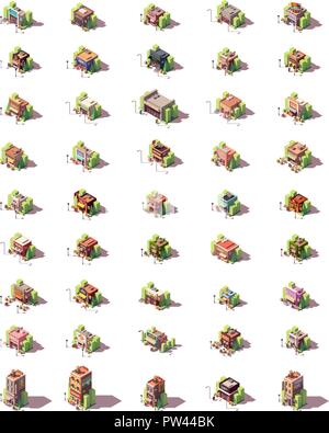 Vector isometric shops icon set Stock Vector