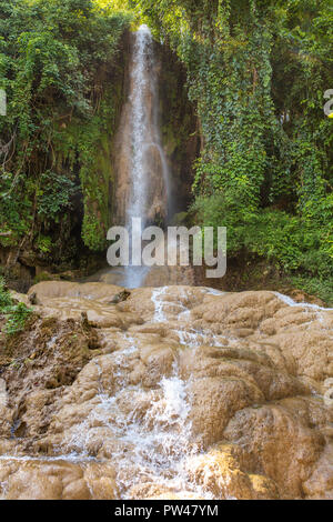 Tropical waterfall near Hsipaw village in Burma Stock Photo