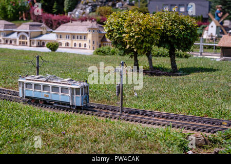 KLAGENFURT, CARINTHIA, AUSTRIA - AUGUST 07, 2018: Park Minimundus am Worthersee. Models of the most famous historical buildings and structures in the  Stock Photo