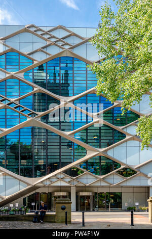 Sheffield, UK - August 29 2018: Day architectural exterior of the Diamond building, at Sheffield University by Twelve Architects Stock Photo