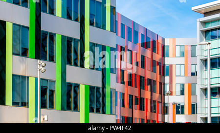Sheffield, UK - August 27 2018: Colourful architectural exterior details of the building of Department of History, The University of Sheffield Stock Photo