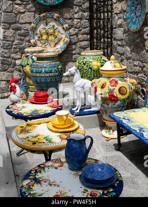 Traditional Italian pottery and ceramics, Ravello, Campania, Italy. Stock Photo