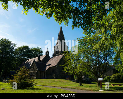 Edale Parish Church and Garden of Reflection and Remembrance. Edale, Hope Valley, Peak District National Park, Derbyshire, England. Stock Photo