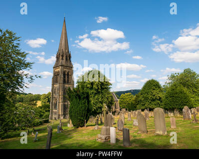 The Parish Church of St Peter, Edensor, Chatsworth Estate, Peak District National Park, Derbyshire, England, UK. Stock Photo