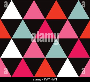 Vector colorful triangles seamless pattern on white background. Perfect for fabric, quilting, scrapbook paper, wallpaper and crafts Stock Vector