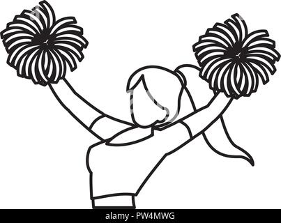 cheerleader with pom poms over white background, vector illustration Stock Vector