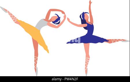 avatar ballet dancers dancing over colorful background, vector ...