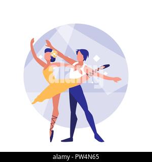 avatar ballet couple of dancers dancing over white background, vector ...