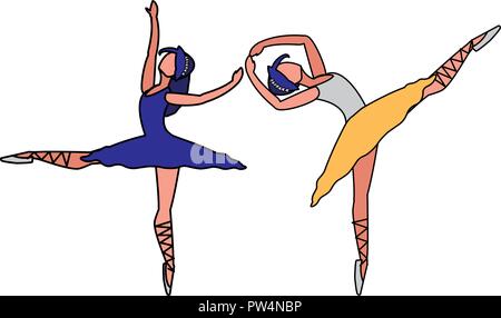 avatar ballet dancers dancing over colorful background, vector ...