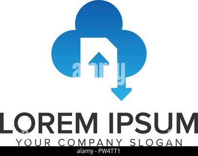 cloud document download upload logo Stock Vector
