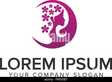 beauty woman spa with flower logo design concept template. fully editable vector Stock Vector