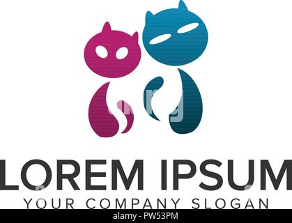 couple cat logo design concept template. fully editable vector Stock Vector