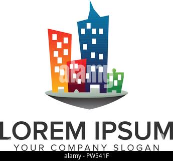 colorfull building town logo design concept template. fully editable vector Stock Vector