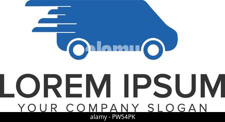 Fast shipping delivery truck logo design concept template. Stock Vector