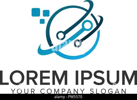 Dot circuit glabal logo design concept template. Stock Vector