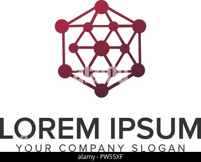 dot hexagon technoogy logo design concept template. Stock Vector