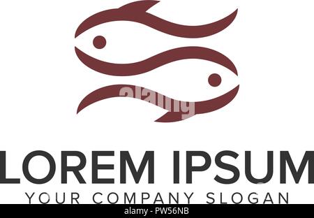 Couple fish logo design concept template. Stock Vector
